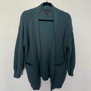 Tahari Teal Open-Front Cardigan